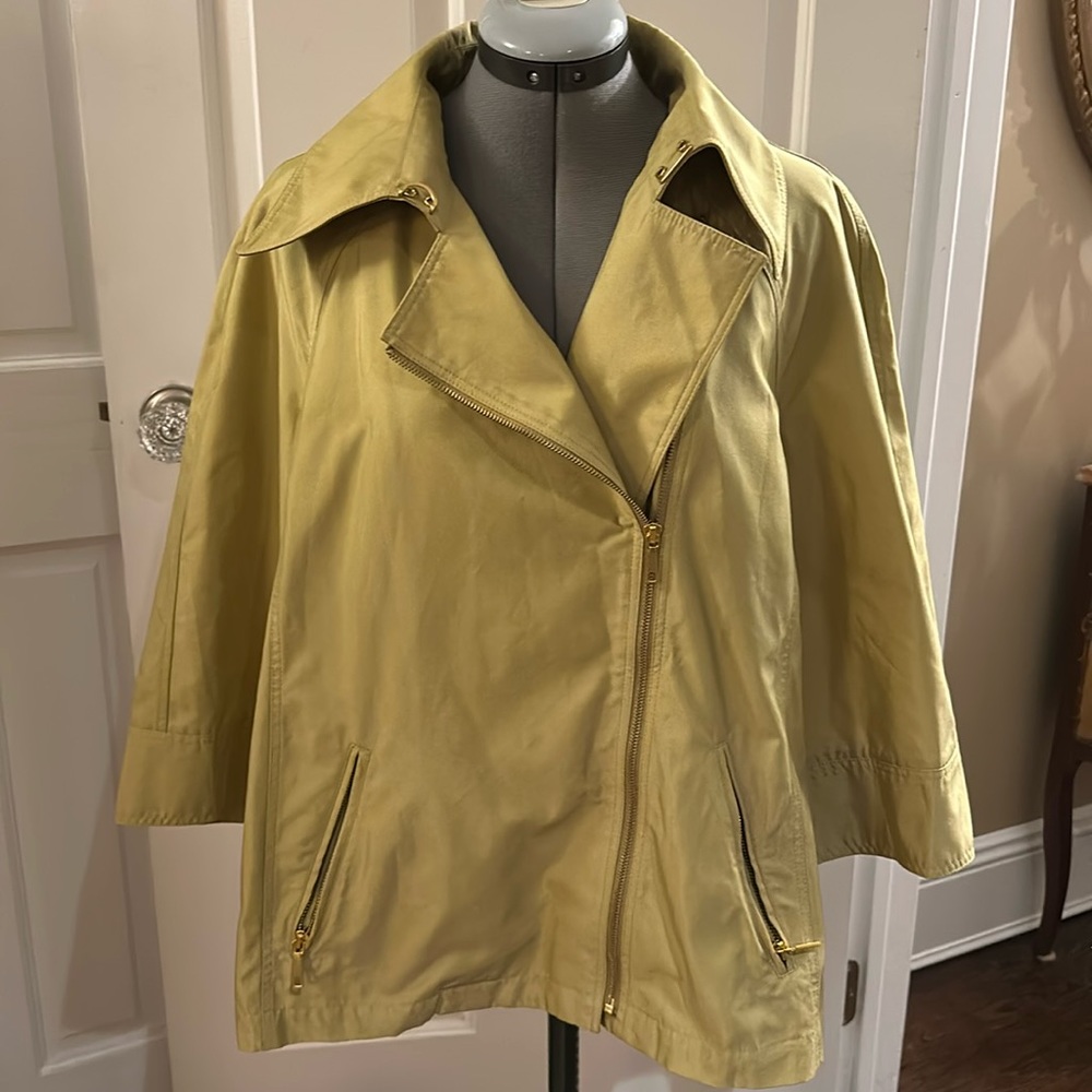 Lafayette 148 Gold Mustard Color Motorcycle Style Jacket Size 14
